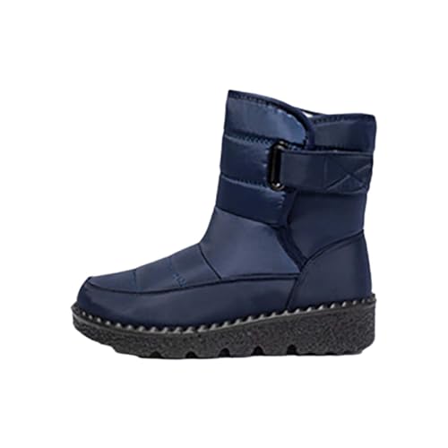 Bottes de neige bleu uni pour femme style bottines d'hiver confortables