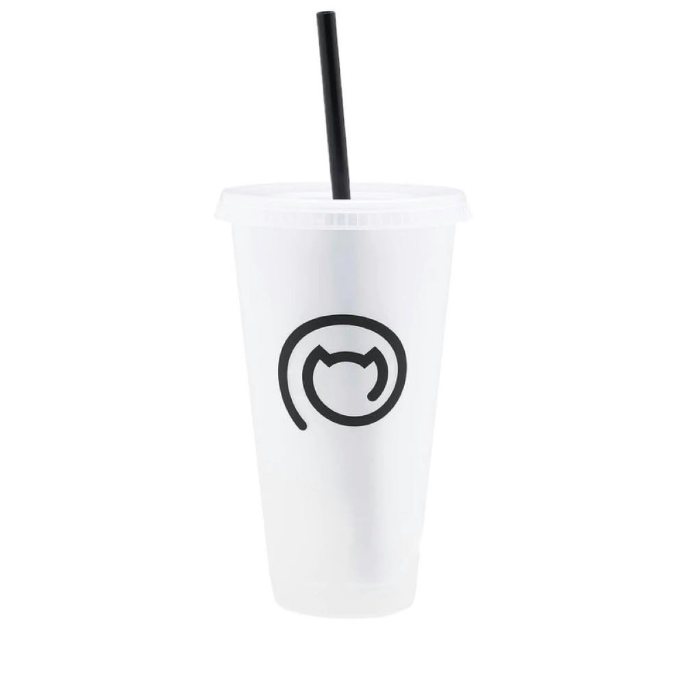 G-MYNX Reusable Plastic Cold Cup (700ml / 24fl oz) with Straw. Ideal for Travel, Gym, Yoga and Sport. BPA Free. Ideal for Iced Coffees, Slushies & Juice (Frosted Clear)