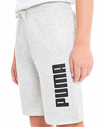 Image of PUMA Boys' 2pk Performance Fleece Graphic Logo Short Set (Light Gray /Black, Medium)
