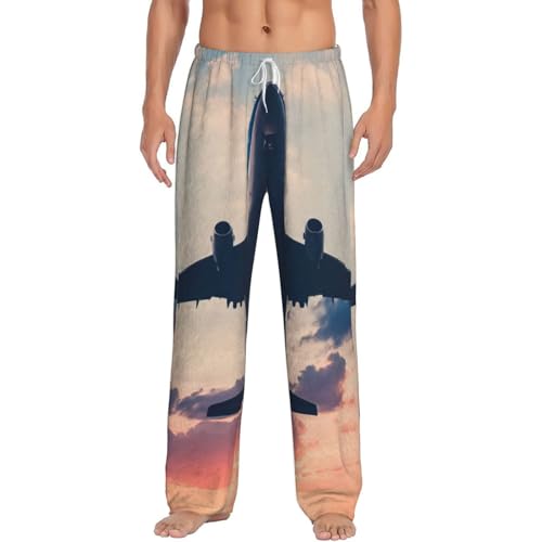 Pantalon pyjama homme flanelle imprimé avion idée cadeau vêtement de nuit