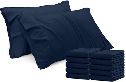 Utopia Bedding Standard Pillow Cases - 12 Pack - Envelope Closure - Soft Brushed Microfiber Fabric - Shrinkage and Fade Resistant Pillow Covers Standard Size 20 X 26 Inches (Standard, Navy)