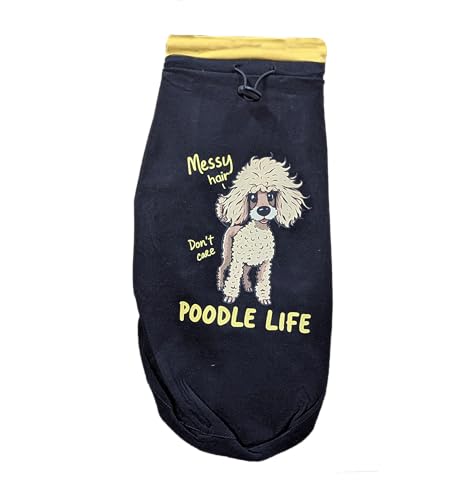 Image of Thunder Tails Premium Cotton Dog T-Shirt | Adjustable Neck | for Medium Dogs | Black | 2XL | for Poodle