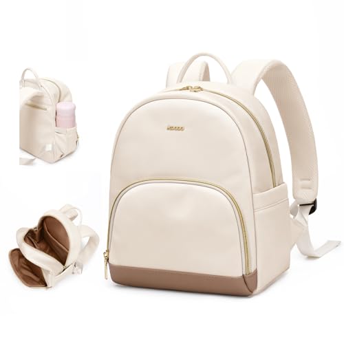 MDODO Small Backpack for Women Lightweight Stylish Mini Backpack Daypack Purses Cute Bookbag for Casual College Travel Daily,fit 10.9Inch iPad,Beige