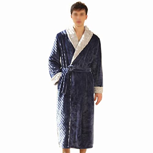 Fat Guy Winter Robes Men Women Coral Fleece Thickened Extended Long Bathrobe Couple's Flannel Warm Dressing Gown