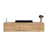 Planetmöbel Mueble de TV de 140 cm de Roble Dorado con 2 Puertas como Espacio de Almacenamiento, Armario bajo para Colgar o Colocar de pie, aparador para Sala de Estar