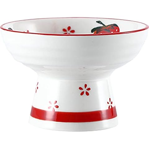 Kelendle Ceramic Footed Bowl Round Pedestal Bowl Decorative Fruit Bowl Holder Dessert Display Stand Serving Fruit Tray for Kitchen Counter Centerpiece Strawberry Cover