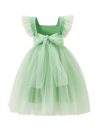 Image of Tutu.kk Toddler Girls Vintage Party Dress Ruffled Sleeve A-Line Tulle Flower Girl Dresses for Wedding,Birthday