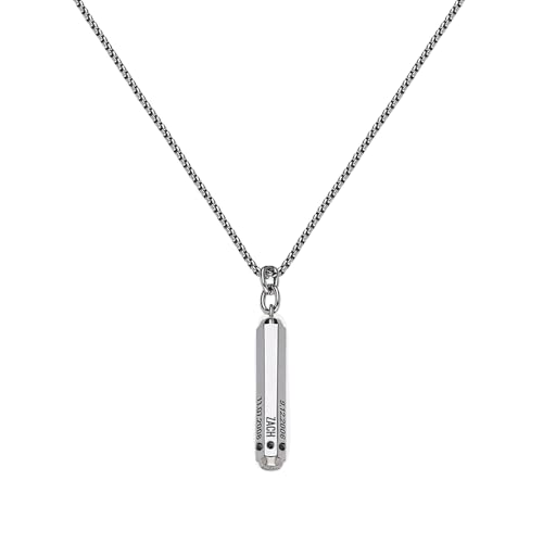 Sett & Co - Personalized 3D Engraved Hexagon Bar Necklace in Stainless Steel or Gold PVD Plating for Men, Him - Black Diamond Option - Custom Gift for Father's Day, Christmas, Valentine's Day