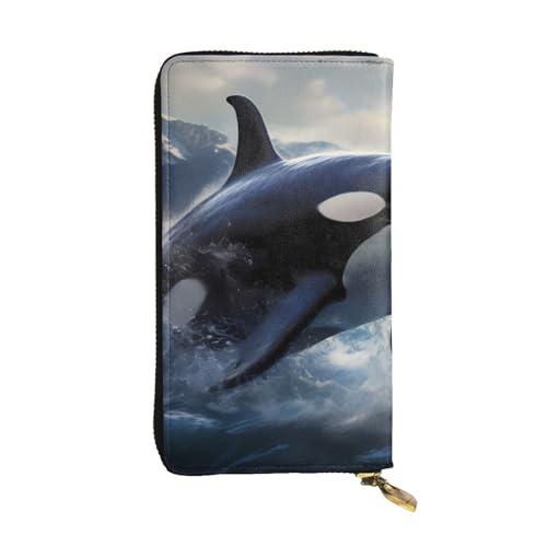 Orca Killer Whale Prints Leather Long Clutch Wallet for Fashionable Girls and Women - Durable, Stylish, and Functional, Black, One Size