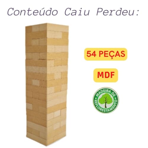 Brinquedo Jogo Caiu Perdeu Torre Madeira e Equili Tetris Familia Jogos Viagem Festa Estratégia Desaf