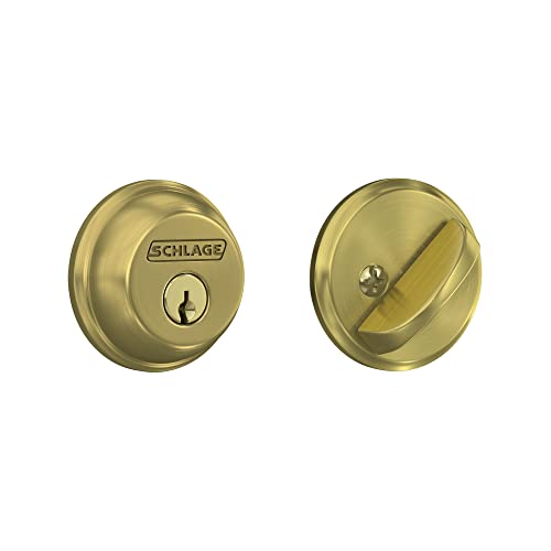 Image of SCHLAGE Lock Company Single Cylinder Deadbolt, Satin Brass (B60 N 608)