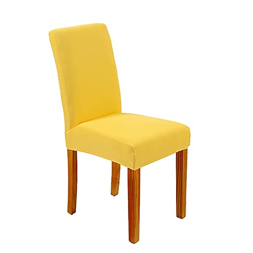Surwin Fundas para Sillas de Comedor 2/4/6/8 Piezas Elásticas y Modernas Desmontables Lavables Cubiertas Funda Asiento Silla, para Comedor Hotel Banquete de Boda Decoración (Amarillo,2 Piezas)