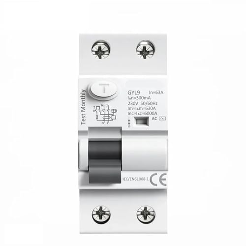 Disjoncteur CA GYL9 2 pôles 63A 300mA interrupteur RCD 2P