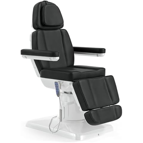 OmySalon Electrical Facial Beauty Spa Medical Treatment Bed, 120° Rotation Massage Tattoo Dental Aesthetic Chair with 3 Motors & Remote Control, Black Cover