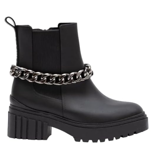 Bota Coturno Casual J-Lastic Tratorada com Zíper e Corrente Petite Jolie Chelsea Pj7148