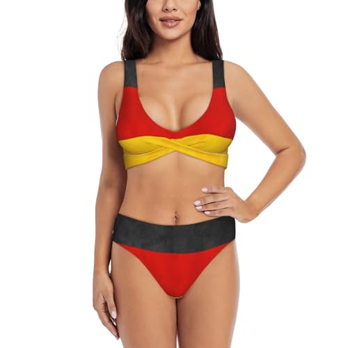 Maillot de bain deux pièces Allemagne pour femme - Bikini triangle à motif drapeau