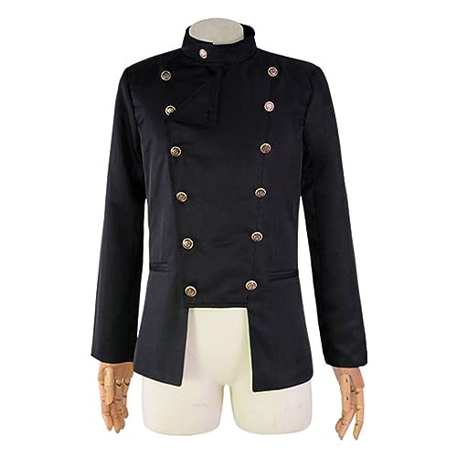 AwwwCos Men Stand Collar Double Breasted Blazer Solid Color Slim Fit Jacket Master Ceremonies Performance Wear