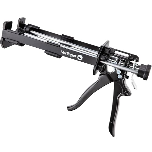 VERLINGER Pistolet à Cartouche 2K – Applicateur pour Résines Époxy et Ancrages Chimiques 200+200 ml, Rapport de Poussée 26:1, Pour Réparation, Construction et Atelier, Noir