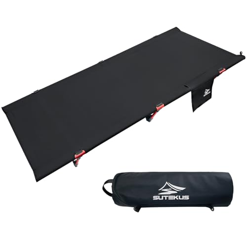 Sutekus Portable Camping Cot, Ultralight & Easy to Set Up, for Outdoor Hiking Travel Beach Mountaineering (Black)