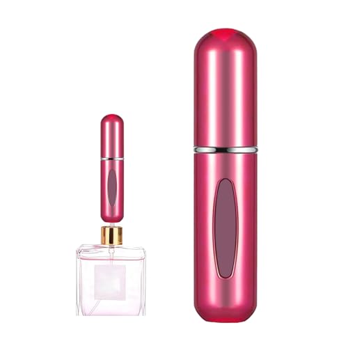 Image of Portable Mini Perfume Atomizer Bottle, 5ml /0.17oz Refillable Spray, Scent Pump Case, Travel Atomizer (Matte Rose Red)