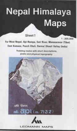 Far West Nepal, Api-Nampa, Seti River, Manasarovar (Tibet), East Kumaon, Kali River, Panch Chuli, Darma/Dhali Valley (India) (Sheet 1) (Nepal Himalaya Mountain Maps)