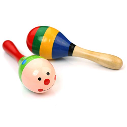 Toyvian 2Pcs Maracas de Madeira Coloridas Mini Maracas Instrumentos Musicais Maracas para Maraca Fes