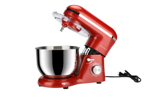 Frigidaire-Electric-Stand-Mixer-62-Quart-6L-8-Speeds-with-Whisk-Dough-Hook-Flat-Beater-Attachments-Splash-Guard-RED