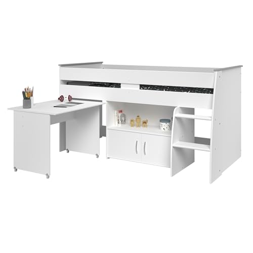 Parisot 2270COMB Paul Kombibett, Spanplatte, Weiß, 206,5 x 114 x 96 cm