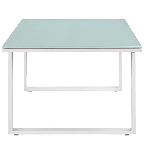 Modway Fortuna Aluminum Glass Outdoor Patio 44" Coffee Table in White – product image 2