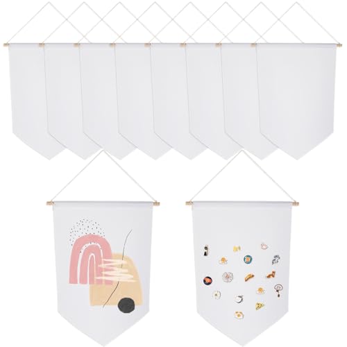Lot de 10 drapeaux en toile vierge parfaits pour l'affichage de badges en émail