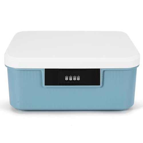 DEECOZY Lockable Medicine Box with 4 Digital Combination Lock Medicine Storage Box Privacy Container with Built in Removable Tray Lockable Storage Box for Home School Office 26 x 22 x 12cm(blue)
