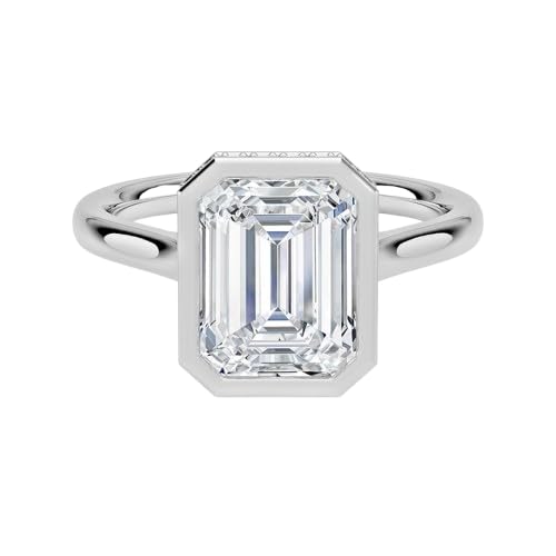2 CT/3 CT/4 CT/5 CT Bezel Moissanite Engagement Ring for Women Solitaire Wedding Bridal Ring Birthday Gift for Her 925 Silver, 10K 14K 18K Solid Gold (𝘞𝘏𝘐𝘛𝘌, 𝘌𝘔𝘌𝘙𝘈𝘓𝘋-𝘚𝘏𝘈𝘗𝘌)