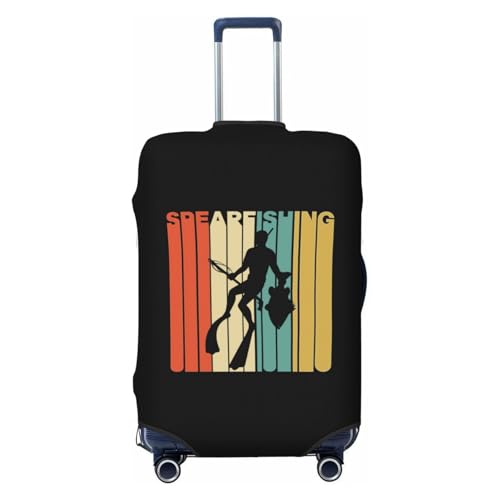 Spearfishing Travel Luggage Cover Suitcase Protector Fits 18-21 Inch Case(Black,S)