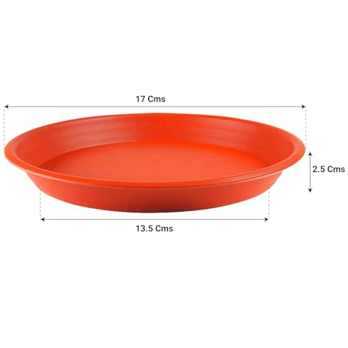 Image of SIGNY Round Bottom Tray(Plate /Saucer) Suitable for 8 Inch Round Plastic Pot - Brown - Set of 12 | Heavy Duty Highly Durable Plant Saucer for Indoor Home Decor & Outdoor Balcony Garden (12, 5.3 Brown)