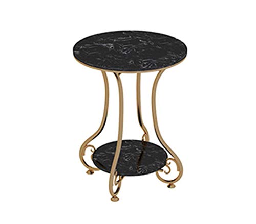 HTL Storage Table Round Metal Coffee Table Double Layer Side Table Mar
