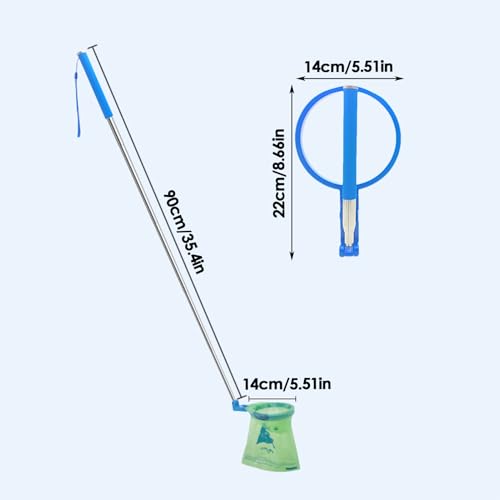 Luieonm Hundekotschaufel | Einfaches Aufnehmen von Hundekot-Fängern – ausziehbarer Griff, faltbarer Picker für Parkspaziergänge, Reisen, Welpen-Abenteuer, Reinigung, bequeme Ausflüge