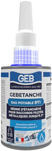 GEB Gebetanche agua potable RT1. Resina de sellado anaeróbica para conexiones roscadas metálicas cónicas o cilíndricas en redes sanitarias - 75ml