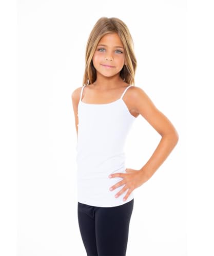 Girls Full Sleeveless Camisole Tank Tops – Stretch Undershirts Comfortable Camis (One Size Fits Ages 7-10) - Main Image