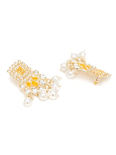 Image of Karatcart Red Stone Studded Gold Plated Drop Earrings for Women