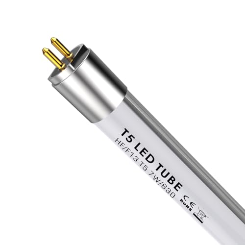 IHYCTV F13T5WW LED Fluorescent Replacement Tube 7W T5 LED Tube for EVG G5 13W F13T5 Fluorescent Bulbs 21 inch Equivalent 910lm 3000K 830 Warm White Light 140 Degrees Pack 1