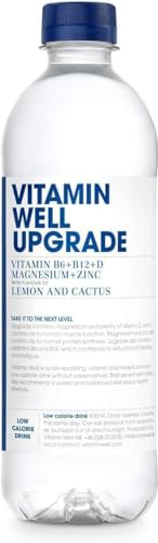 Vitamin Well Upgrade Lemon/Cactus Vitamin B12 + D Magnesium + Zinc (VW Upgrade 500ML, Pack of 12)