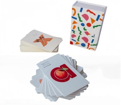 Preschool Alphabet Flash Cards, Embedded Pictograph Mnemonic, Learn Letter Sounds 2X Faster, 26 Pcs ABC Vocabulary, Lit Letters Reading Games