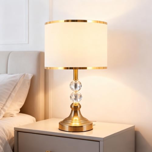 XINYASEE Lampe de chevet avec abat-jour en tissu et base en métal Lampe de chevet Décorative E27 lampe de table Pour chambre salon abats-jour et pieds de...