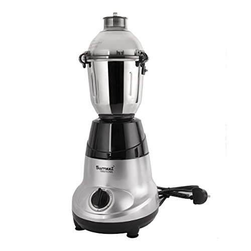 Image of Sumeet Traditional 750 Watt Mixer Grinder with Leak proof 3 Jars (Liquidizing, Wet Grinding and Chutney Jar), Stainless Steel blades (Model-Amica, Color-BlackGrey)