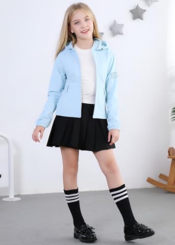 Cromoncent Girls Lightweight Jacket Long Sleeve Zip Up Athletic Hoodie UPF50+ Sun Protection Cooling3