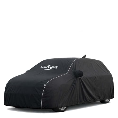 Image of KINGSWAY Super Waterproof Car Cover Only with Hyundai Elite I20 (Year 2014 to 2017 - All Model) | Mirror and Antenna Pockets | All Weather Car Body Cover with Silver Piping | Black