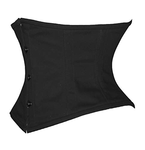 Luvsecretlingerie Full Steel Boned Cotton Waist Cincher Underbust Shaper Corset,Xl (For Waist 34"-35"),Black #TOP1