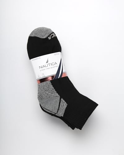 Image of Nautica Womens High Quarter Socks Moisture Wicking Cushioned Socks, 6 Pack | Dri-Motion Moisture Wicking Stretch Fabric, Cushioned Key Areas, Reinforced Heel and Toe, High Quarter Cut, Shoe Size 4-10