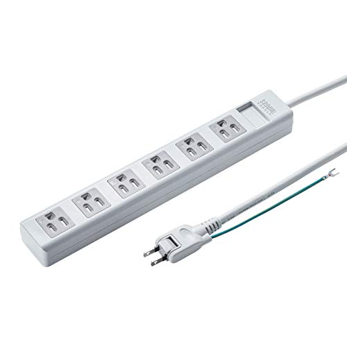 サンワサプライ シャッタータップ 3P 6個口 2.5m TAP-SH3625MG