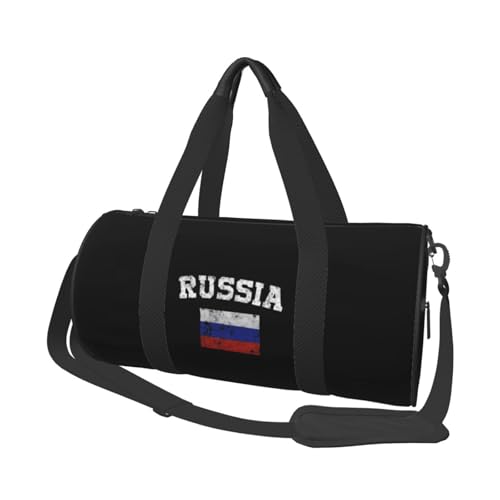 Russia Flag Russian Flags Convertible Garment Bag with Shoulder Strap, Carry on Garment Duffel Bag for Men Women - Rolling Foldable for Travel Luggage Bags (Black)